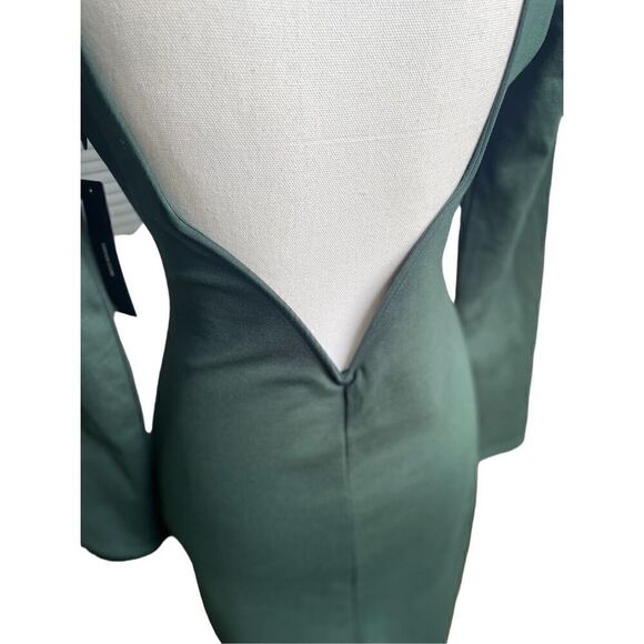 NWT Lulus Olive Green Open Back Long Sleeve Round Neck Dress Size L Party Knee L - Picture 2 of 16